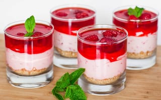 Картинка малина, мороженое, лакомство, мята, десерт, желе