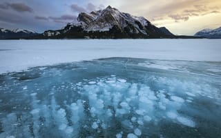 Картинка гора, Cline River, лёд, Canada, Alberta