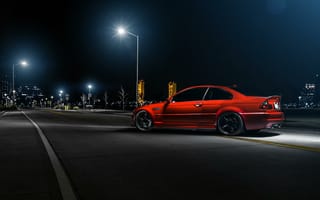 Картинка BMW, фонари, M3, E46, red, бмв, ночь, Richard Le, street, красный, rear