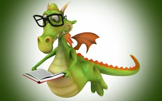Картинка крокодил, очки, крылья, чтение, книга