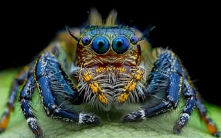 Картинка паук, джампер, смотрят, глаза, мохнатый