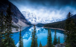 Картинка ice, trees, lake, winter, mountains