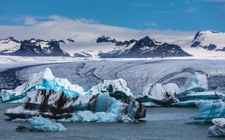 Картинка лед, зима, синева, облака, горы, море, небо, снег