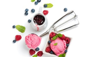 Картинка черника, варенье, малина, сладкое, ягоды, мороженое