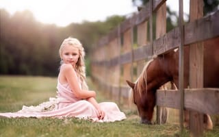 Картинка девочка, лошадка, child and horse