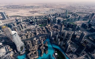 Картинка город, панорама, Дубай, вид сверху