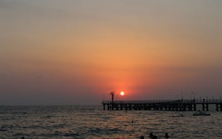 Картинка солнце, закат, Море