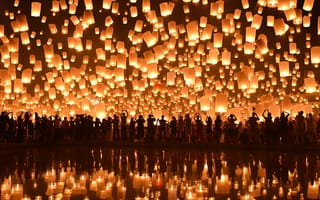 Картинка Loi Krathong Festival, Chiang Mai, Floating Lanterns
