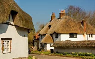 Картинка пейзаж, дома, Англия, поселок, коттедж