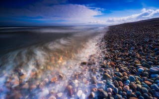 Картинка море, Scotland, берег, United Kingdom, Spey Bay, камни