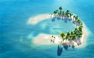 Картинка Мальдивы, island, остров, песок, Maldives, ocean, пальмы, океан