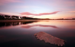 Картинка озеро, пейзаж, закат