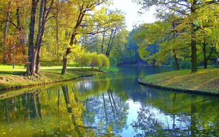 Картинка парк, осень, деревья, пруд