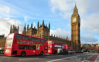 Обои London, street, bus, Westminster Abbey, England, Big Ben, city, автобус, Лондон, улица