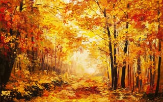 Картинка время года, деревья, листья, окрас, осень