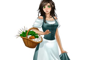 Картинка viviane, овощи, служанка, девушка, платье, корзина