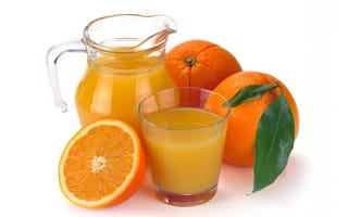 Картинка фрукты, сок, кувшин, апельсины, апельсиновый сок, стакан