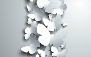 Картинка белые, бабочки, рендеринг