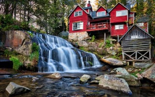 Картинка Living Waters, США, водопад, Северная Каролина