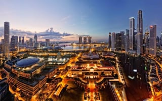 Картинка Singapore, вечер, город, дома, огни, небоскребы, Сингапур, Азия