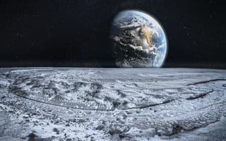 Обои поверхность, земля, луна