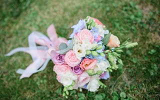Картинка цветы, розы, colorful, pink, букет, roses, flowers, bouquet