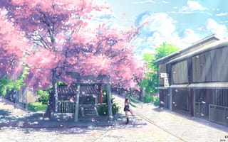 Картинка арт, vocaloid, форма, yuuko-san, школьница, девушка, зонт, hatsune miku, сакура, аниме