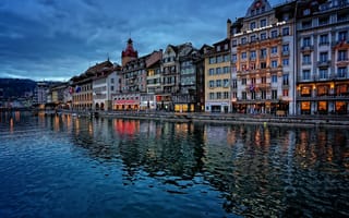 Картинка Lucerne, здания, Швейцария, Switzerland, Reuss River, река Ройс, Люцерн, набережная