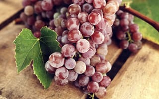 Картинка виноград, грозди, красный, листья, ягоды