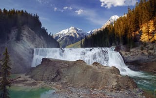 Картинка Wapta Falls, Canada, Канада, Yoho National Park, British Columbia, водопад, горы, Kicking Horse River