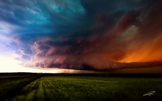 Картинка Канада, шторм, поля, Альберта, небо, тучи