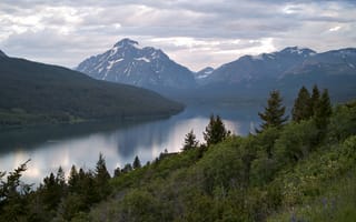 Картинка озеро, горы, Two Medicine Lake, Glacier National Park