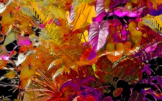 Картинка растения, цвет, рендеринг, листья, лес