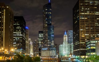 Картинка Ночь, Chicago, USA, nightscape, skyline, Чикаго, Небоскребы