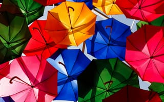 Картинка разноцветные, зонты, яркие