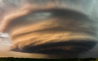 Картинка Storm, Panoramic, strong, rain, sunset, wind, fast, Tornado, gray, clouds, winter, USA, Cumulonimbus, land, amazing, water