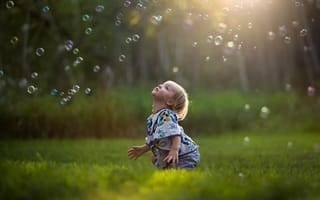 Картинка лето, ребёнок, мыльные пузыри