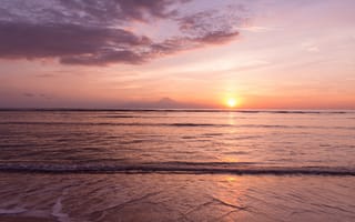 Картинка море, волны, beautiful, beach, seascape, sky, закат, sand, summer, pink, пляж, sunset, небо, лето, sea, берег