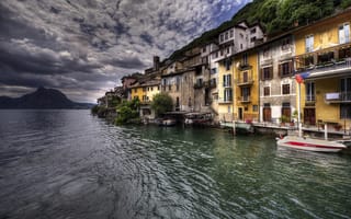Картинка Gandria, озеро, Lake Lugano, Швейцария, HDR