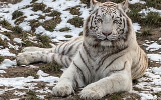 Обои красавец, белый, хищник, тигр