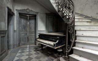 Картинка пианино, лестница, музыка