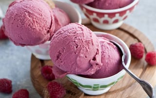 Картинка мороженое, ягоды, Anna Verdina, малина, шарики, десерт