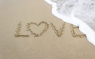 Картинка песок, пляж, romantic, сердце, beach, heart, summer, love, море, sand, sea, любовь, лето, волны