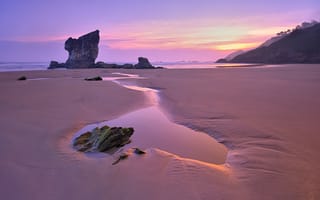 Картинка море, волны, summer, beach, pink, берег, beautiful, небо, sunset, лето, seascape, sky, закат, sea, камни, пляж