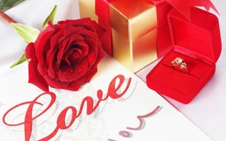 Картинка свадьба, обручальное кольцо, любовь, красная, подарок, капли, роза, wedding rings