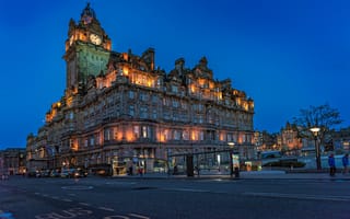Картинка Шотландия, Scotland, здание, Edinburgh, дорога, отель, Balmoral Hotel, Эдинбург