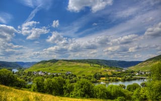 Обои пейзаж, Германия, природа, Sinsheim, река, деревья, небо
