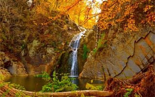 Картинка Водопад, Осень, Waterfall, Autumn, Fall