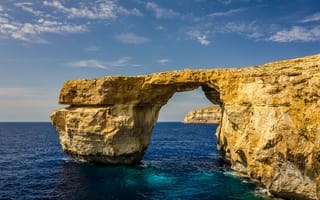 Картинка Мальта, скала, море, арка, небо, остров, Гозо