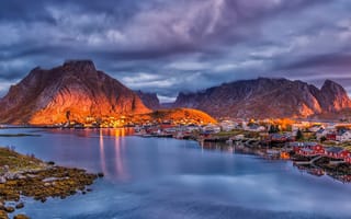 Картинка облака, свет, природа, скалы, тучи, пейзаж, горы, берег